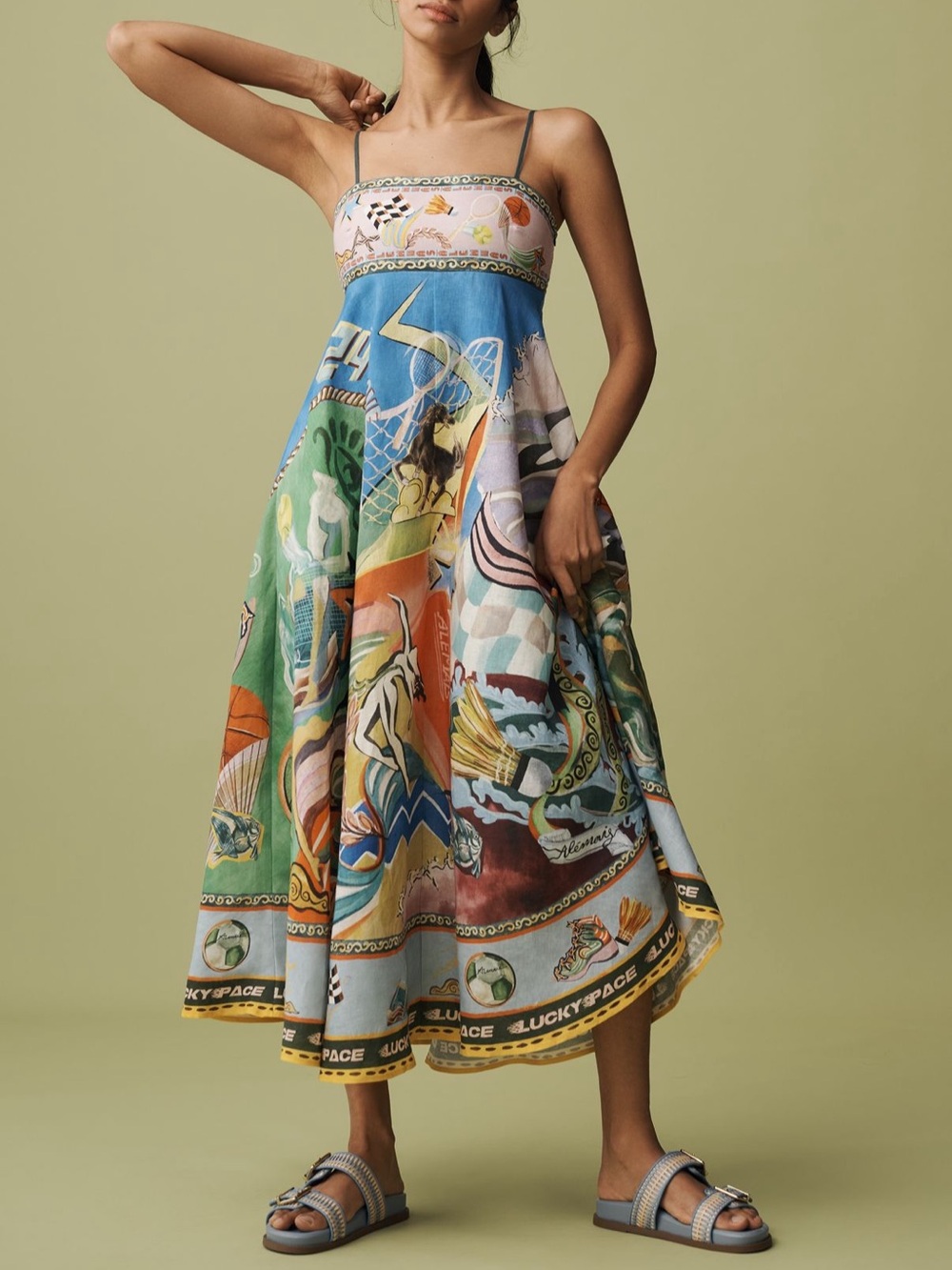 Alémais "Lucky Pace" Linen Sundress Multicolor
